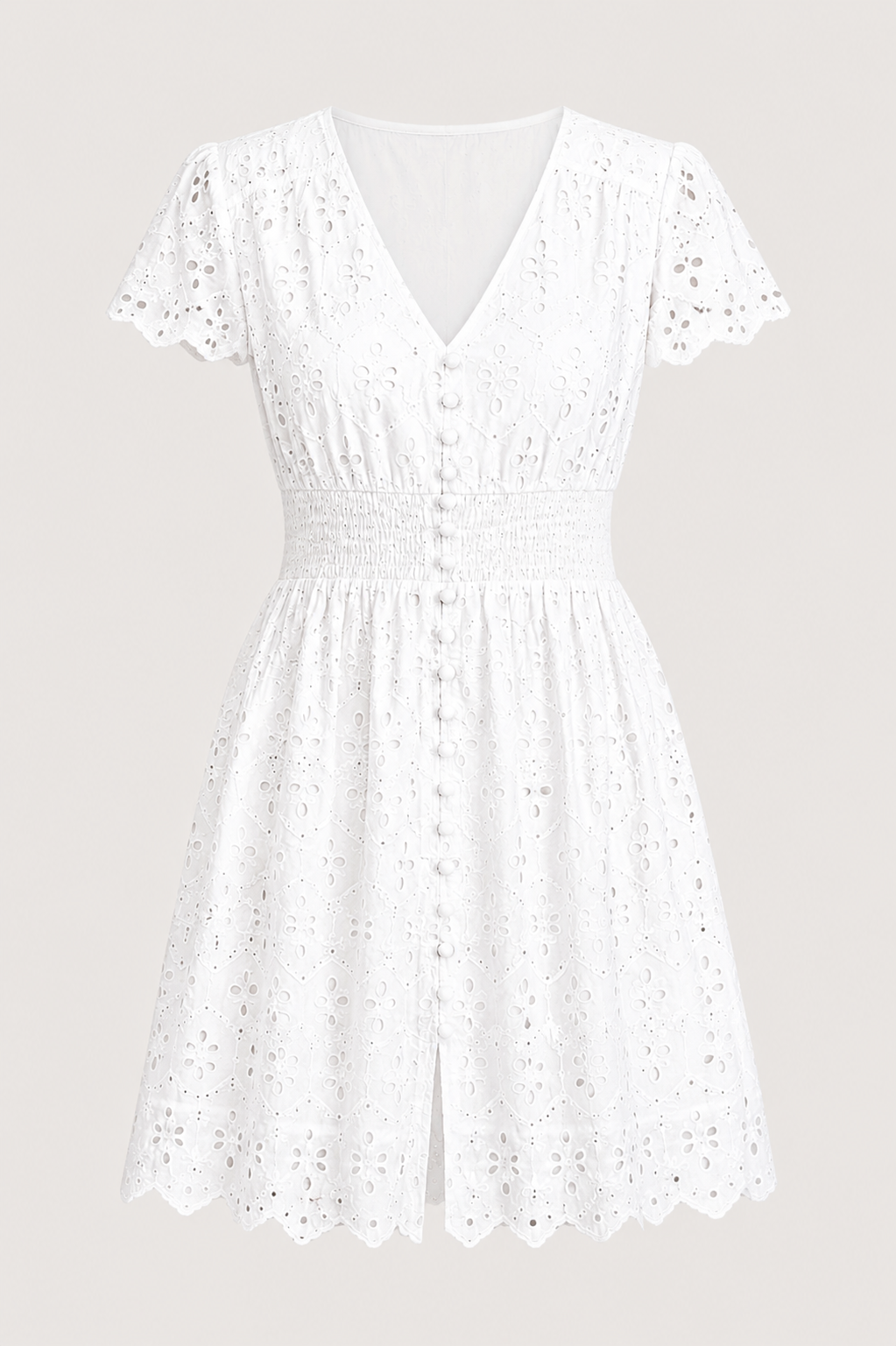 Robe Courte Broderie Anglaise Blanche