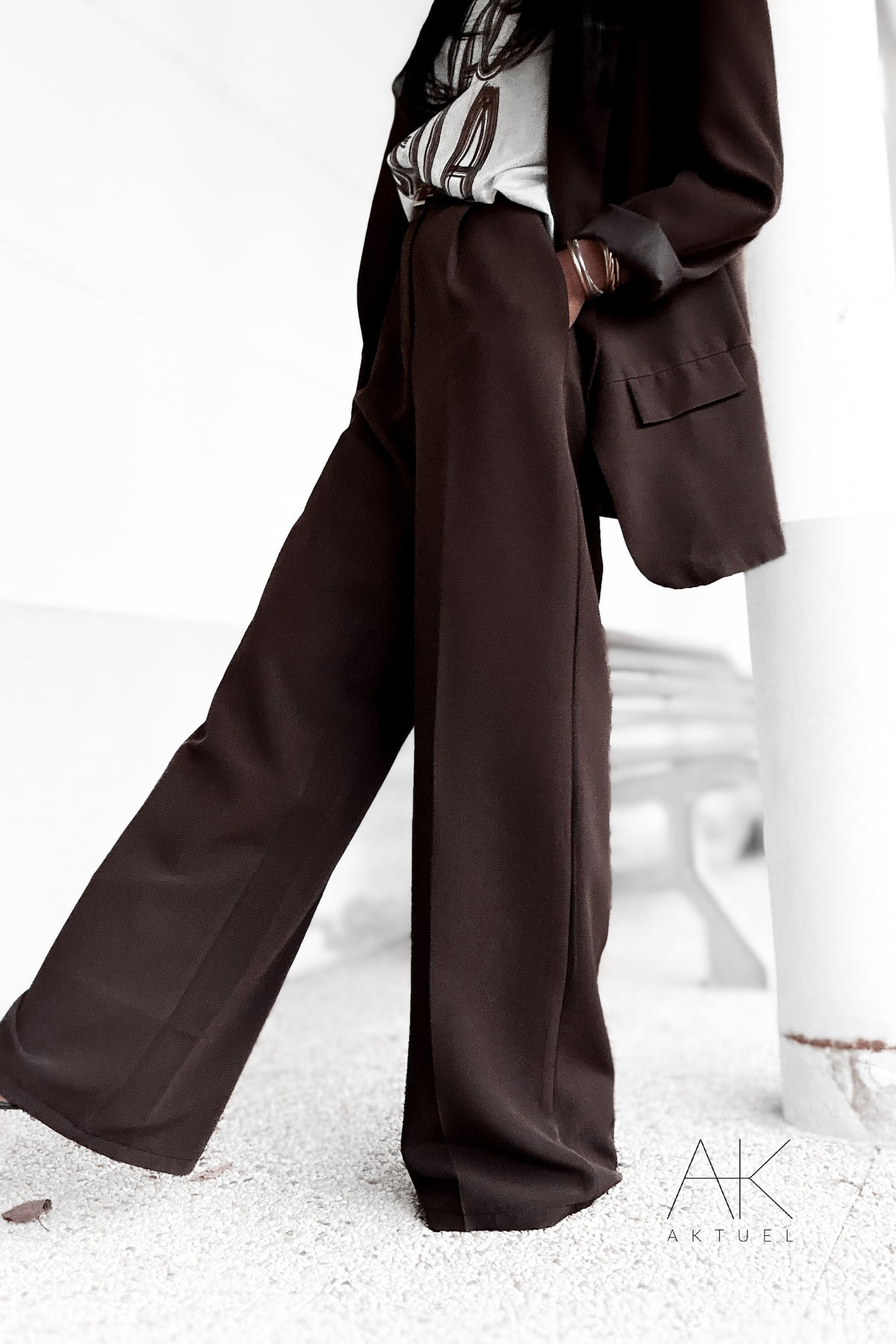 Pantalon palazzo couleur chocolat