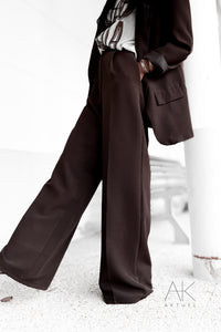 Pantalon palazzo couleur chocolat