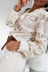 Chemise en dentelle ajourée écru