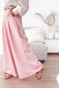 Pantalon rose ceinturé