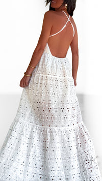 Robe longue broderie anglaise blanche