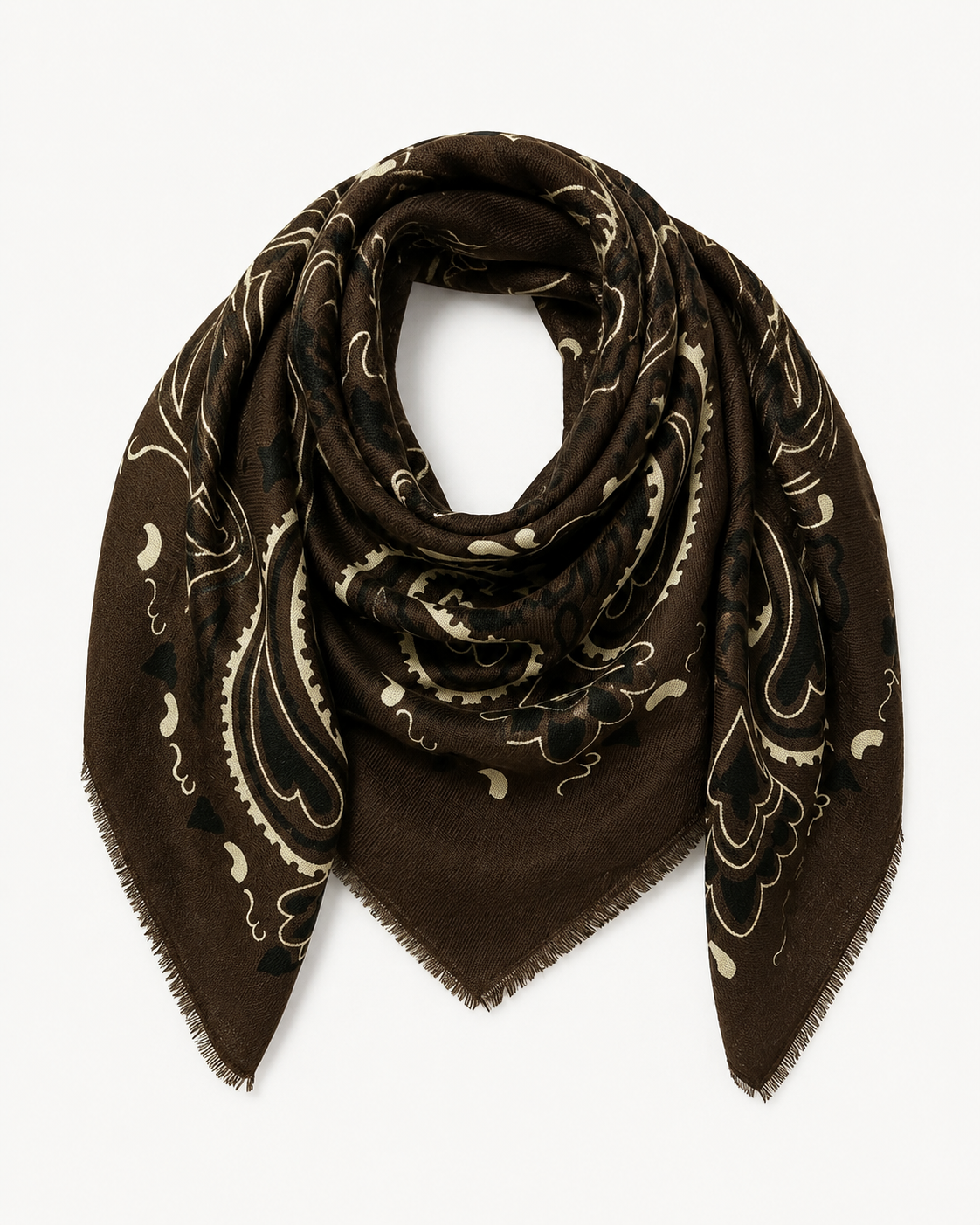 Foulard imprimé bandana/paisley marron chocolat