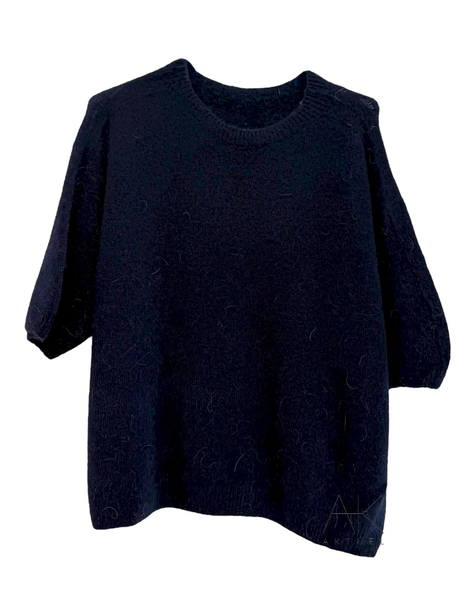 Pull marine alpaga à manches courtes