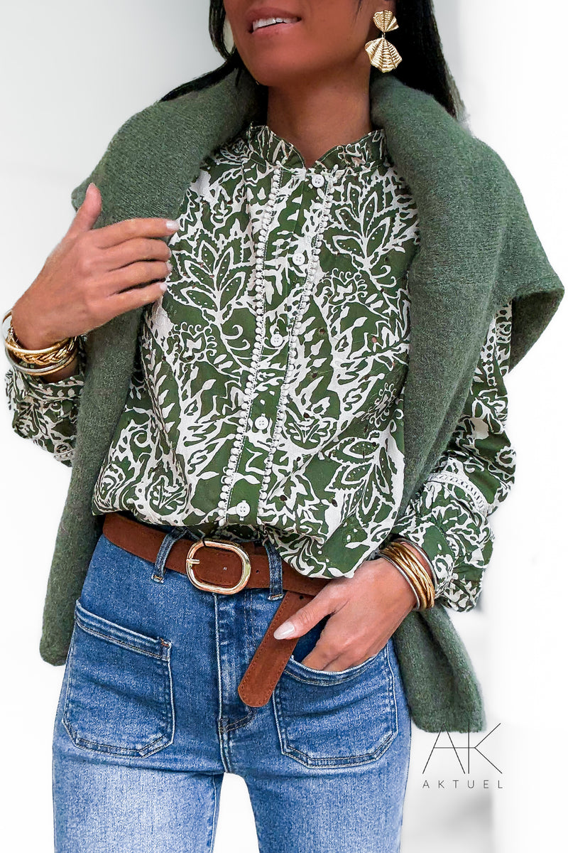 Chemise imprimée verte