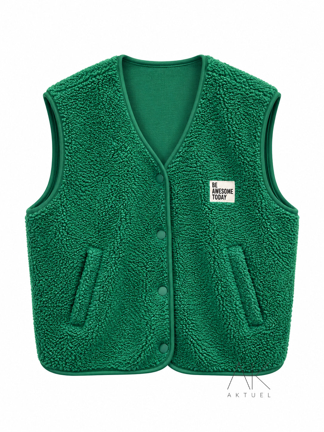 Gilet sans manche effet moutonné vert