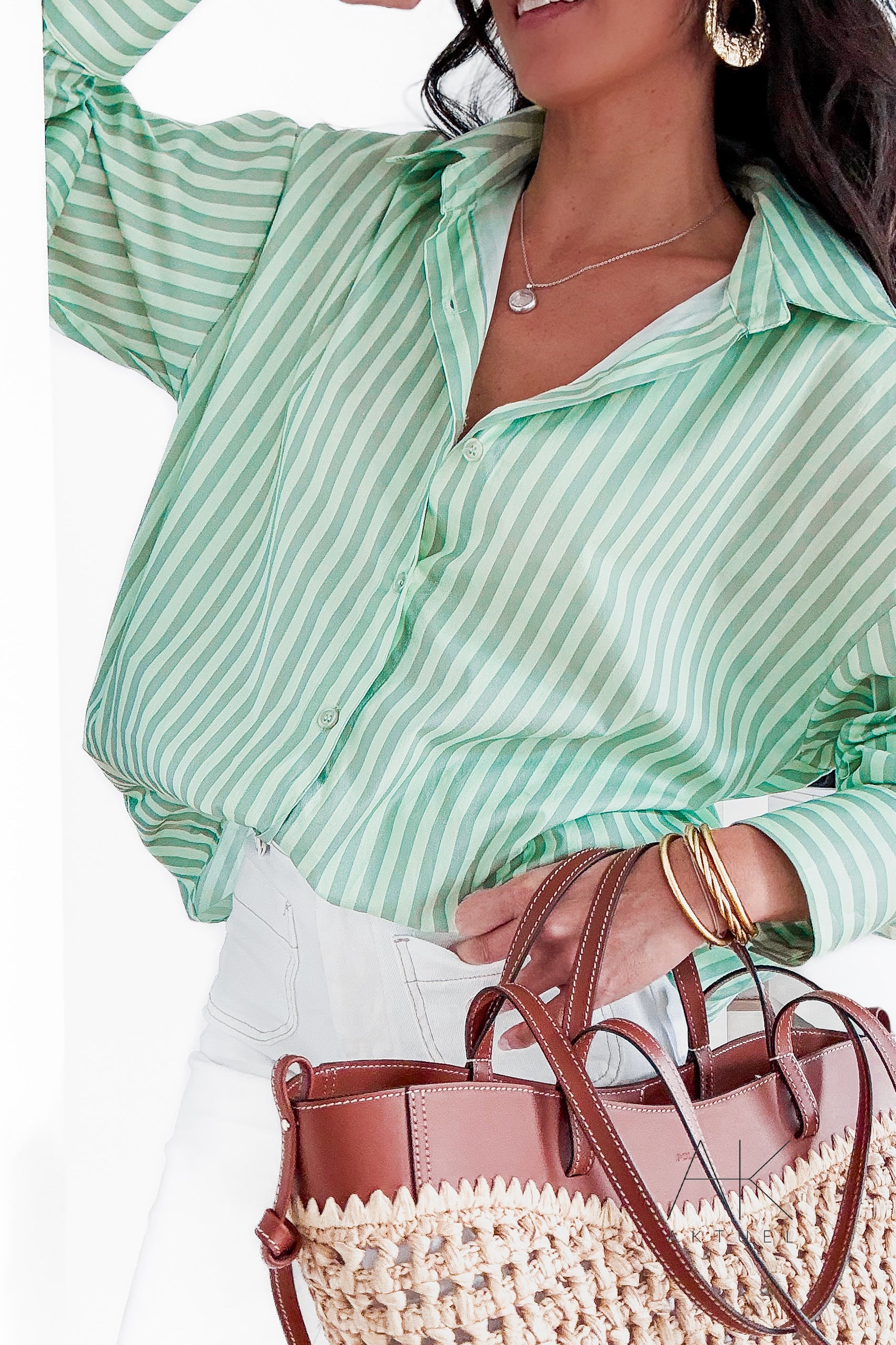 Chemise rayée verte “Iconic”