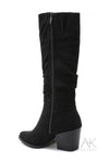 Bottes santiag hautes suédine noir à talon