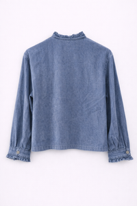 Veste en denim bleu marine à volants