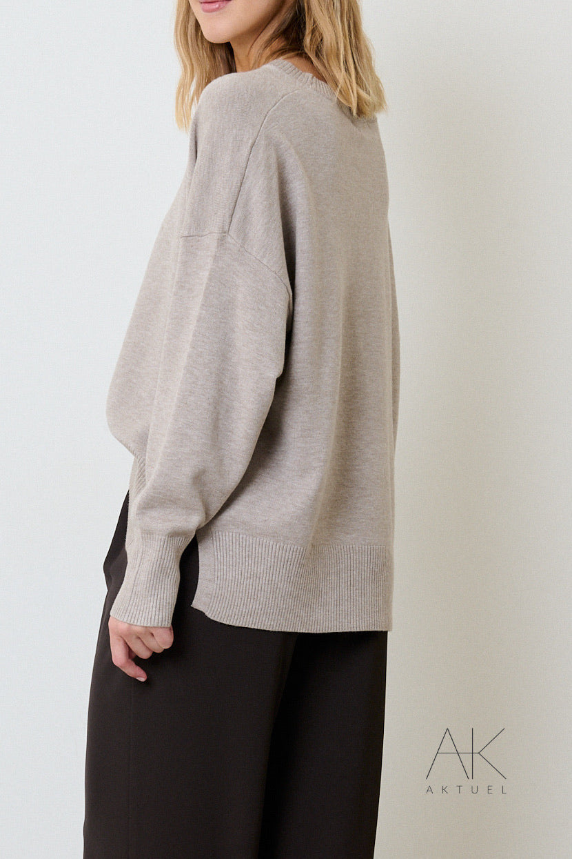 Pull en maille oversize taupe