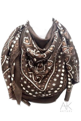 Foulard carré marron imprimé bandana