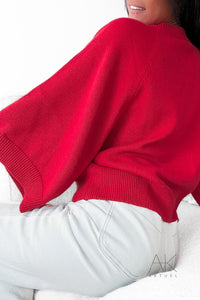 Pull manches 3/4 rouge