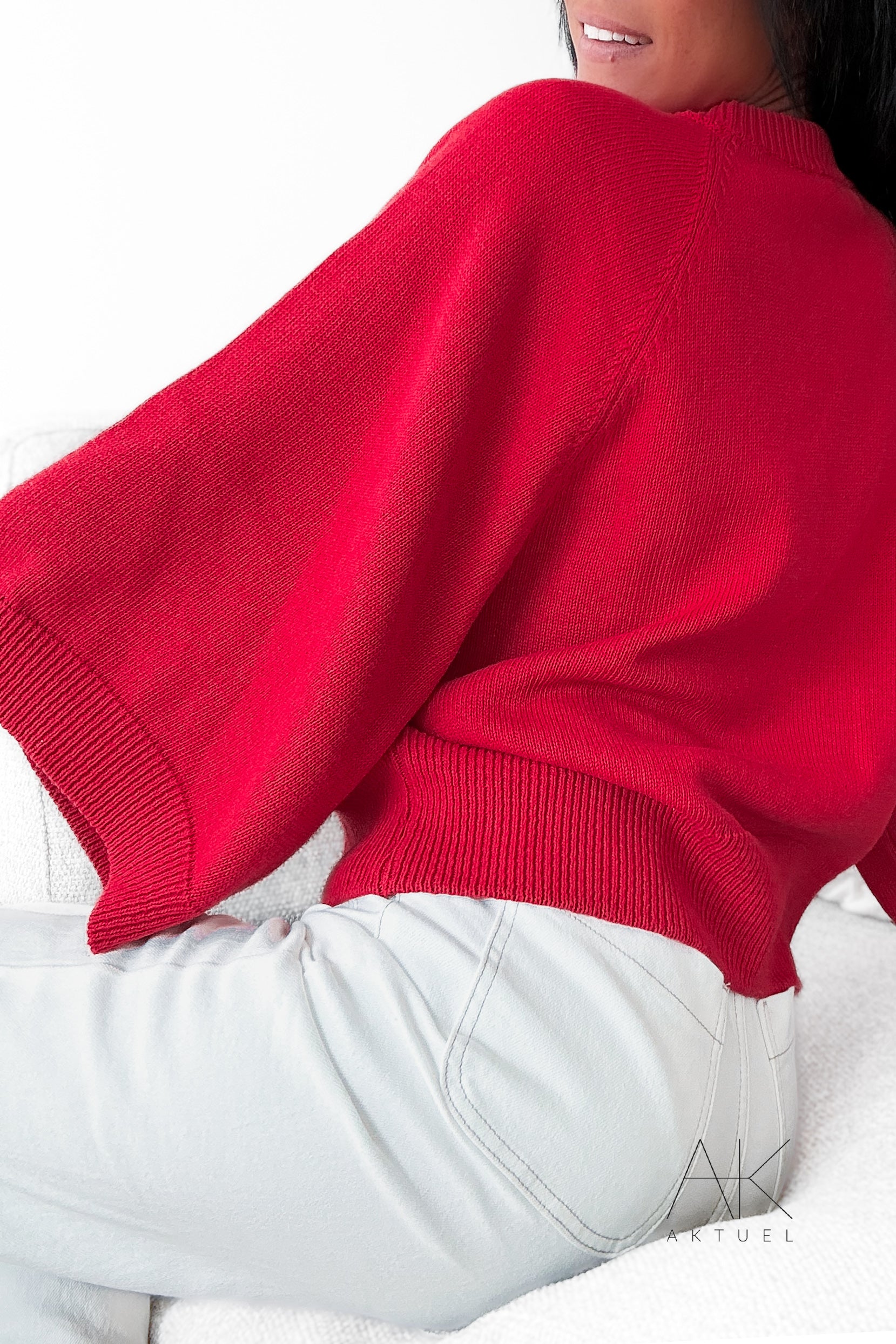 Pull manches 3/4 rouge