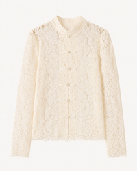 Blouse blanche dentelle à attaches chinoises