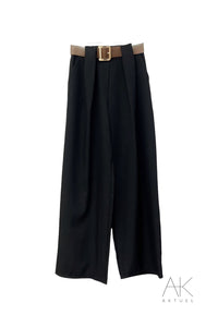 Pantalon noir ceinturé