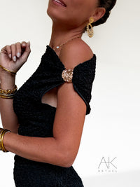 Top asymétrique texturé noir