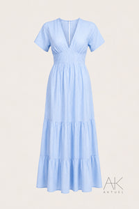 Robe Longue Céleste Rayée Bleu Cie