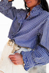 Chemise rayée à col volanté