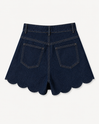 Short en jeans festonné brut