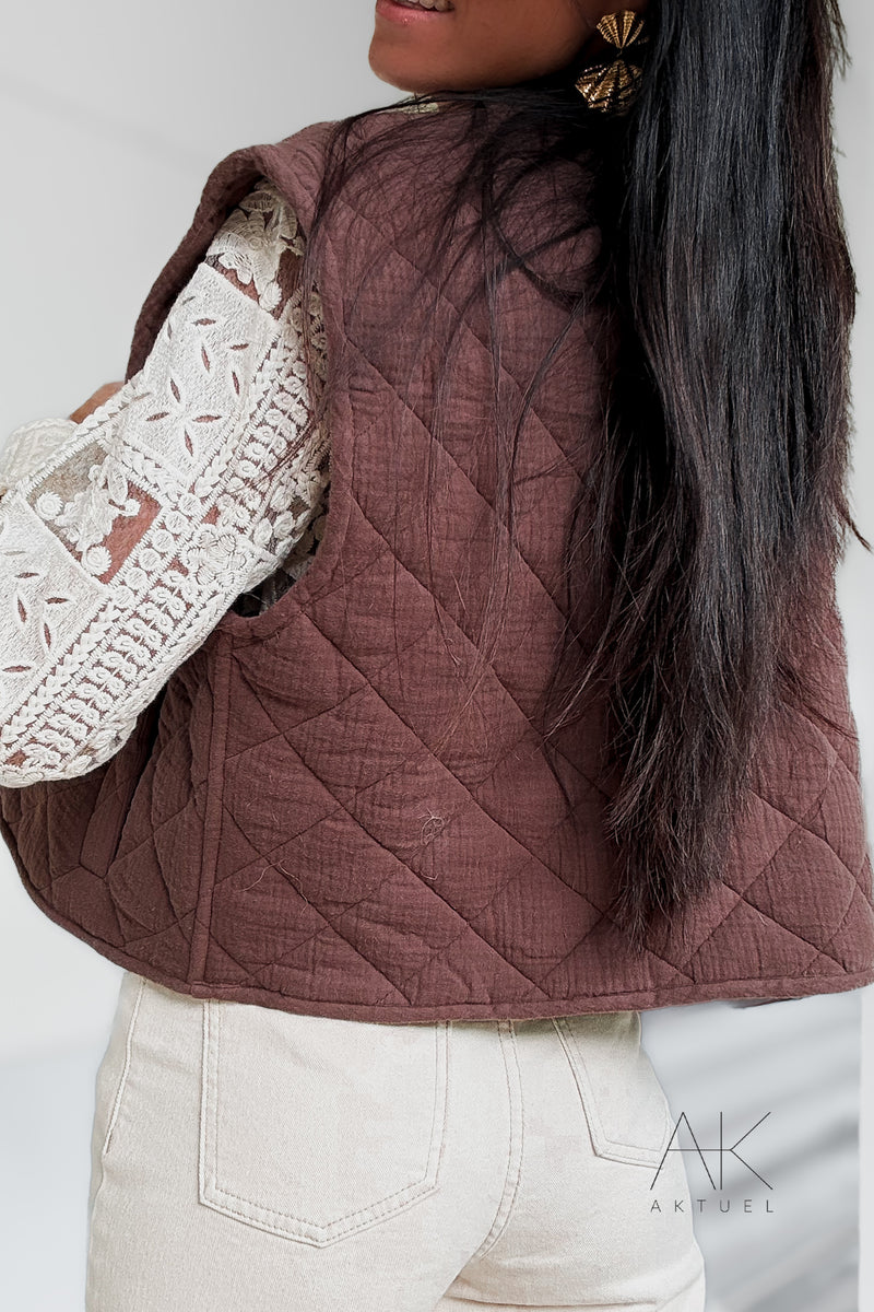Gilet matelassé sans manches chocolat