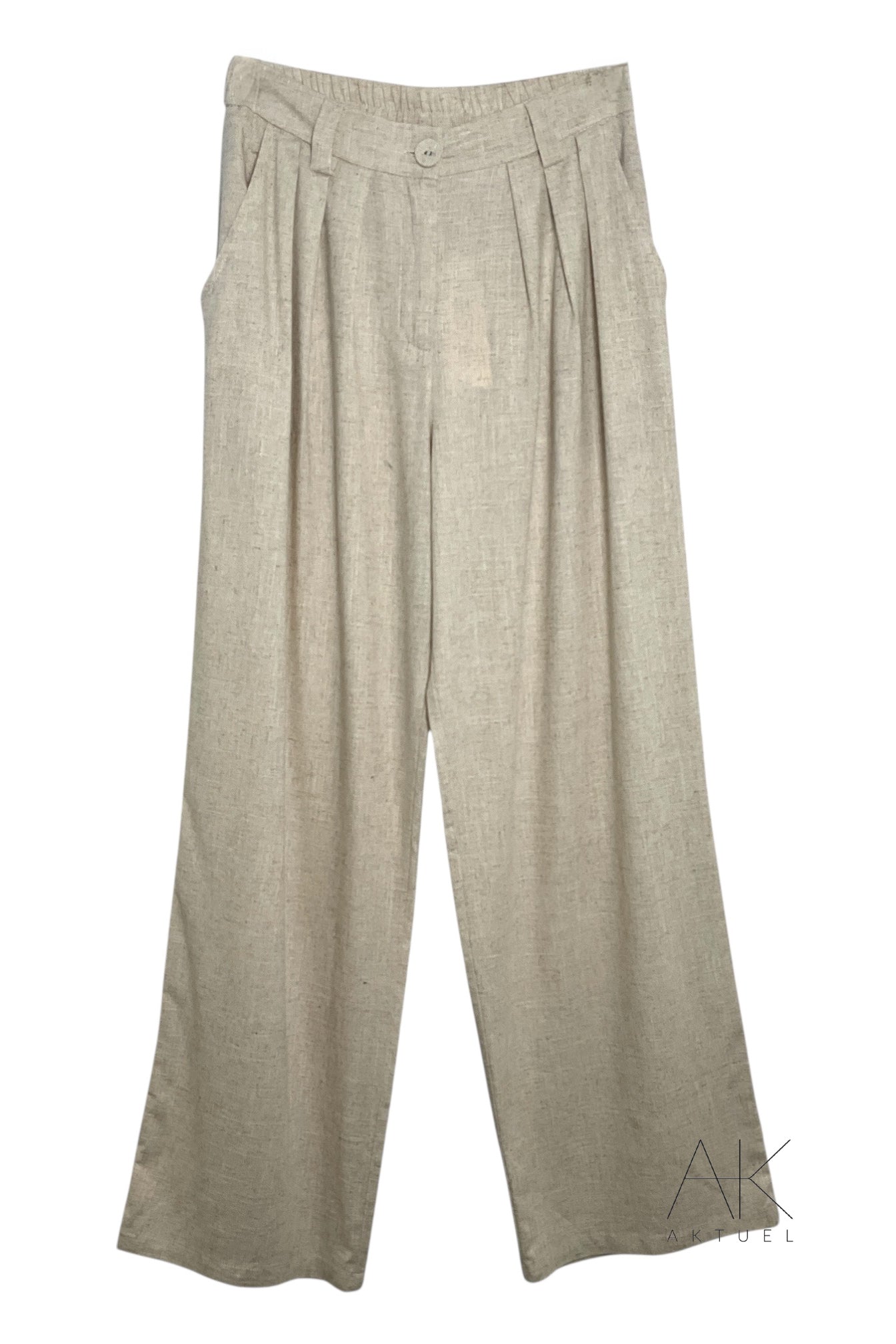 Pantalon fluide beige à pinces