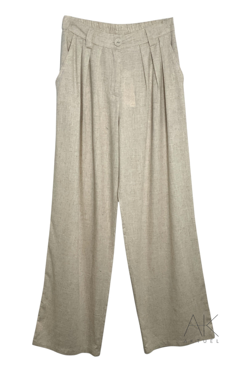 Pantalon fluide beige à pinces