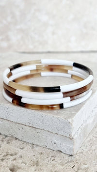 Bracelet Jonc Corne - 3 mm - Trio White
