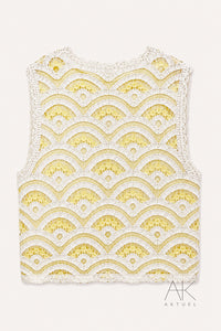 Top crochet ajouré jaune