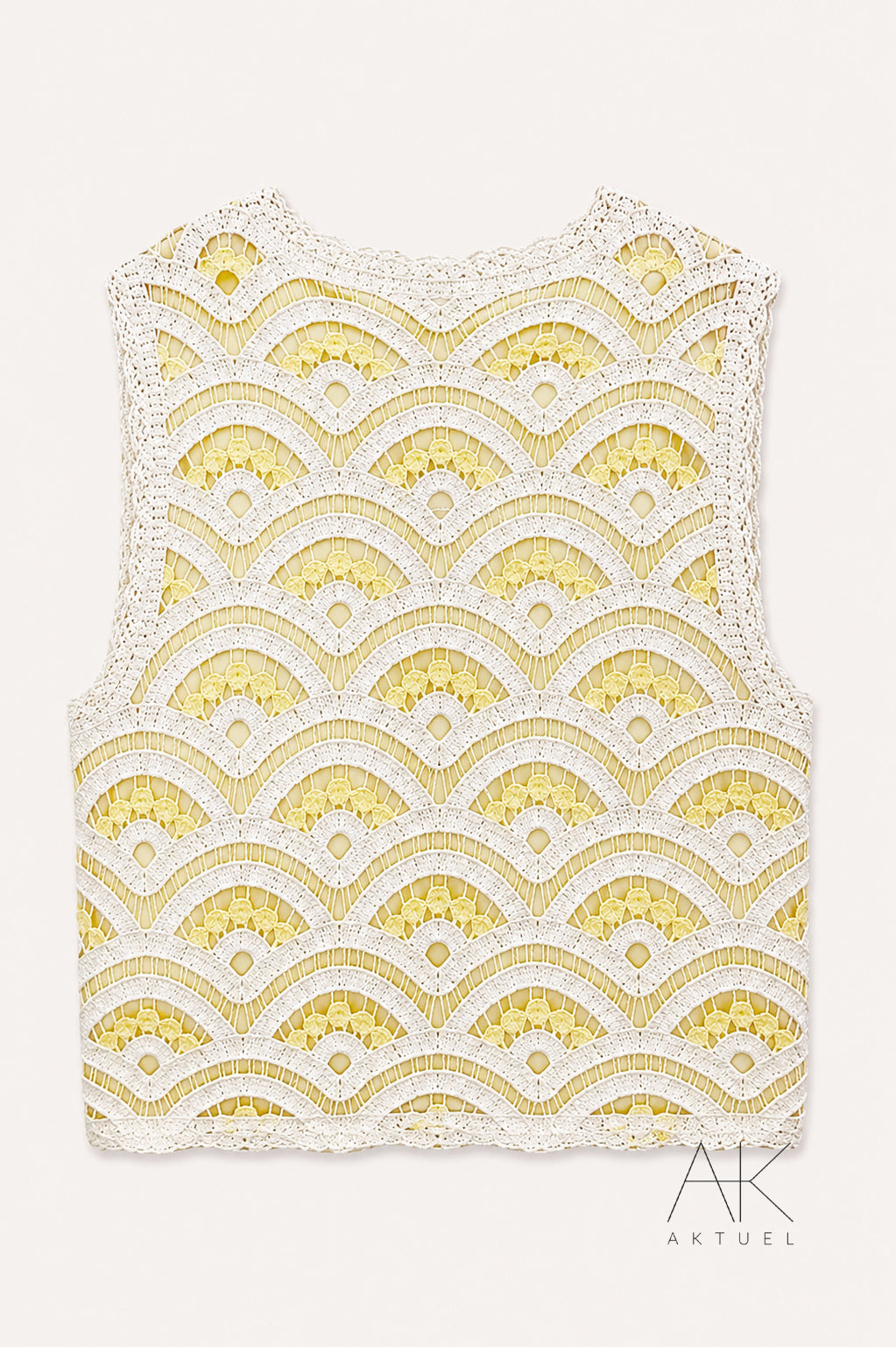 Top crochet ajouré jaune
