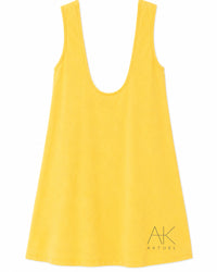 Robe courte sans manches en denim jaune