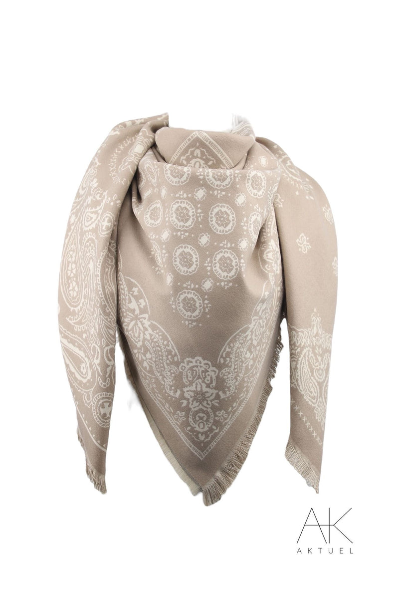 Foulard carré beige imprimé bandana