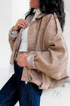 Veste à manches longues beige en suédine