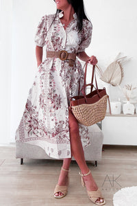 Robe midi imprimée avec ceinture