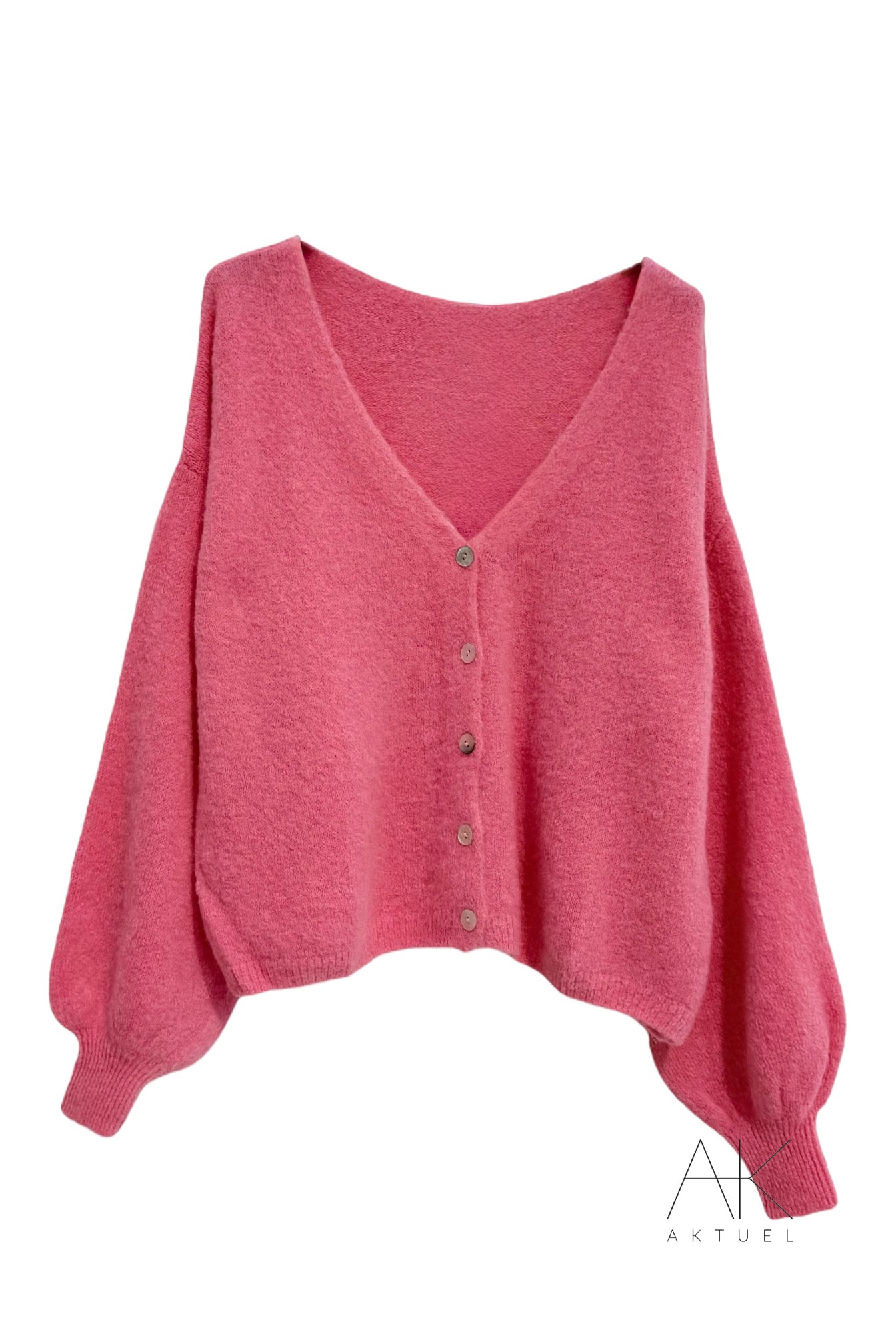 Pull gilet rose bonbon en baby alpaga