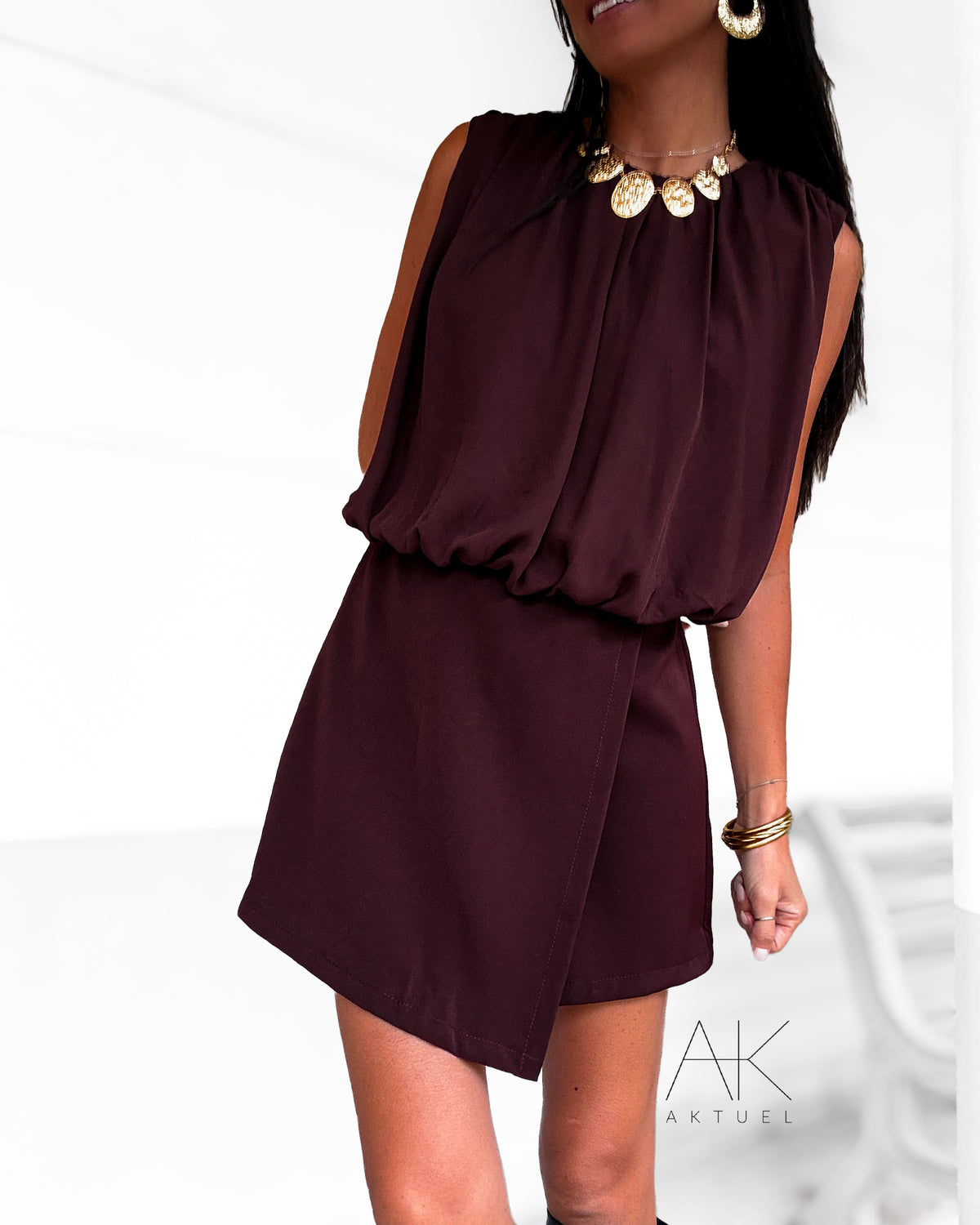 Combishort drapé bordeaux