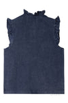 Gilet denim bleu à volants