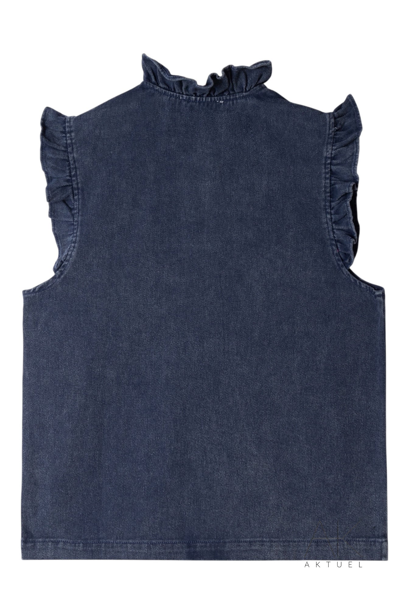 Gilet denim bleu à volants
