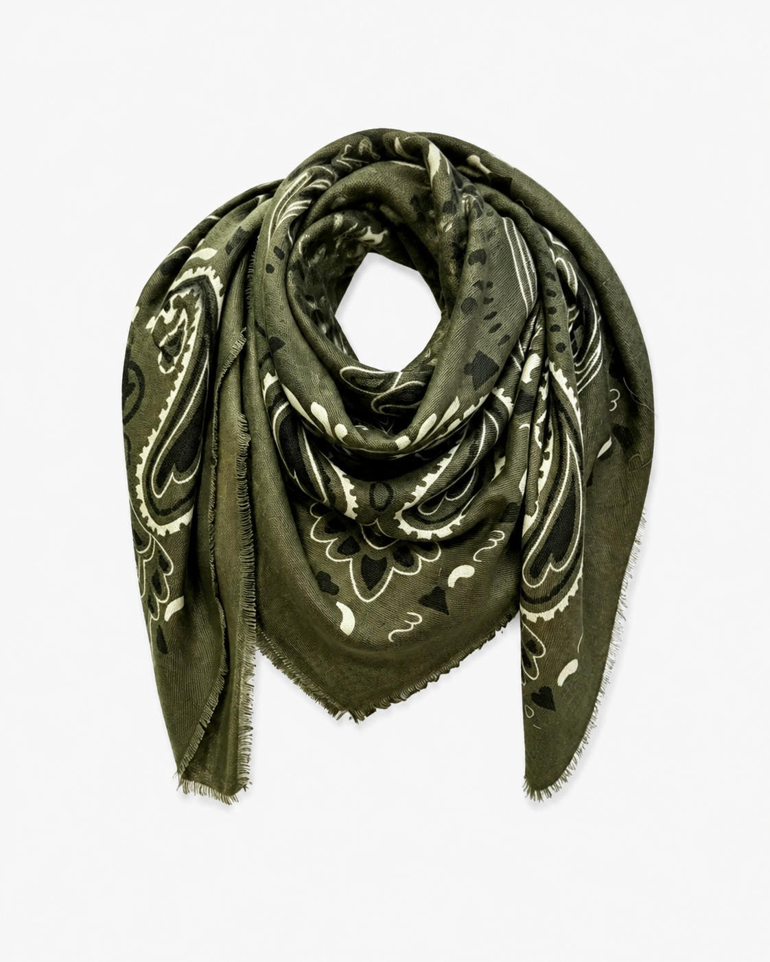 Foulard imprimé bandana/paisley kaki