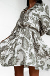 Robe courte à imprimée cachemire kaki