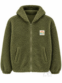 Veste Polaire moutonnée à capuche zippée kaki