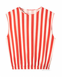 Ensemble jupe jaune à rayures corail
