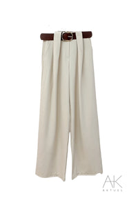 Pantalon beige ceinturé
