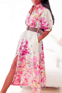 Robe chemise imprimé rose