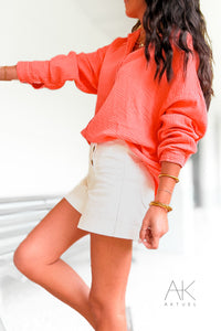 Chemise gaze de coton corail ICONIC