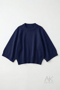 Pull manches 3/4 bleu marine
