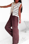 Pantalon fluide marron effet froissé
