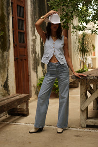 Jean brut wide leg