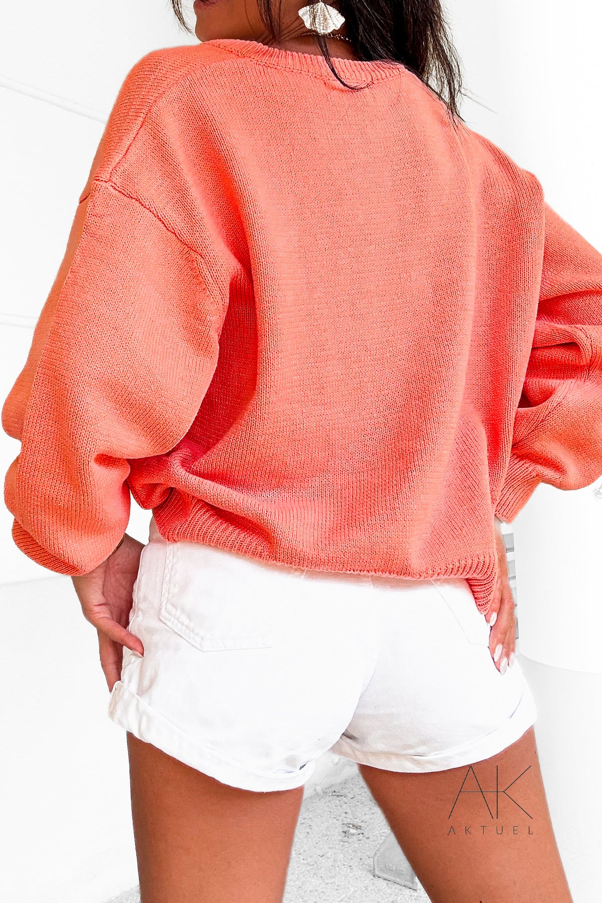 Gilet boutonné en maille orange