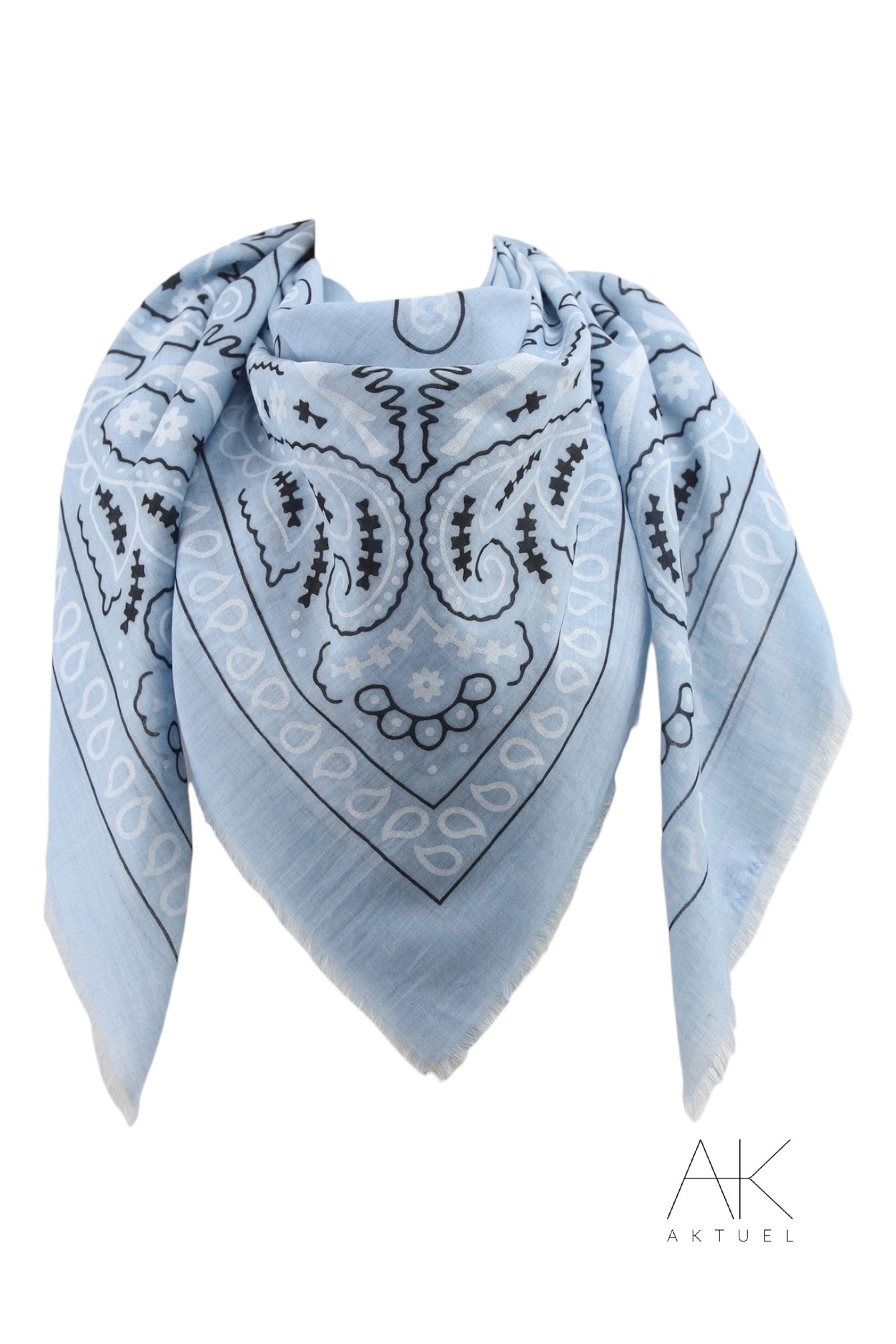 Foulard bandana bleu pastel à motifs