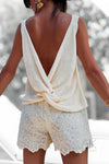 Top en maille dos twisté blanc